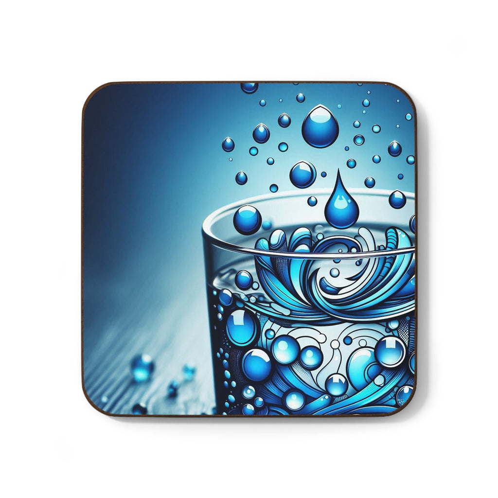 Stylish durable hardboard back coaster with water droplet design for home and office.