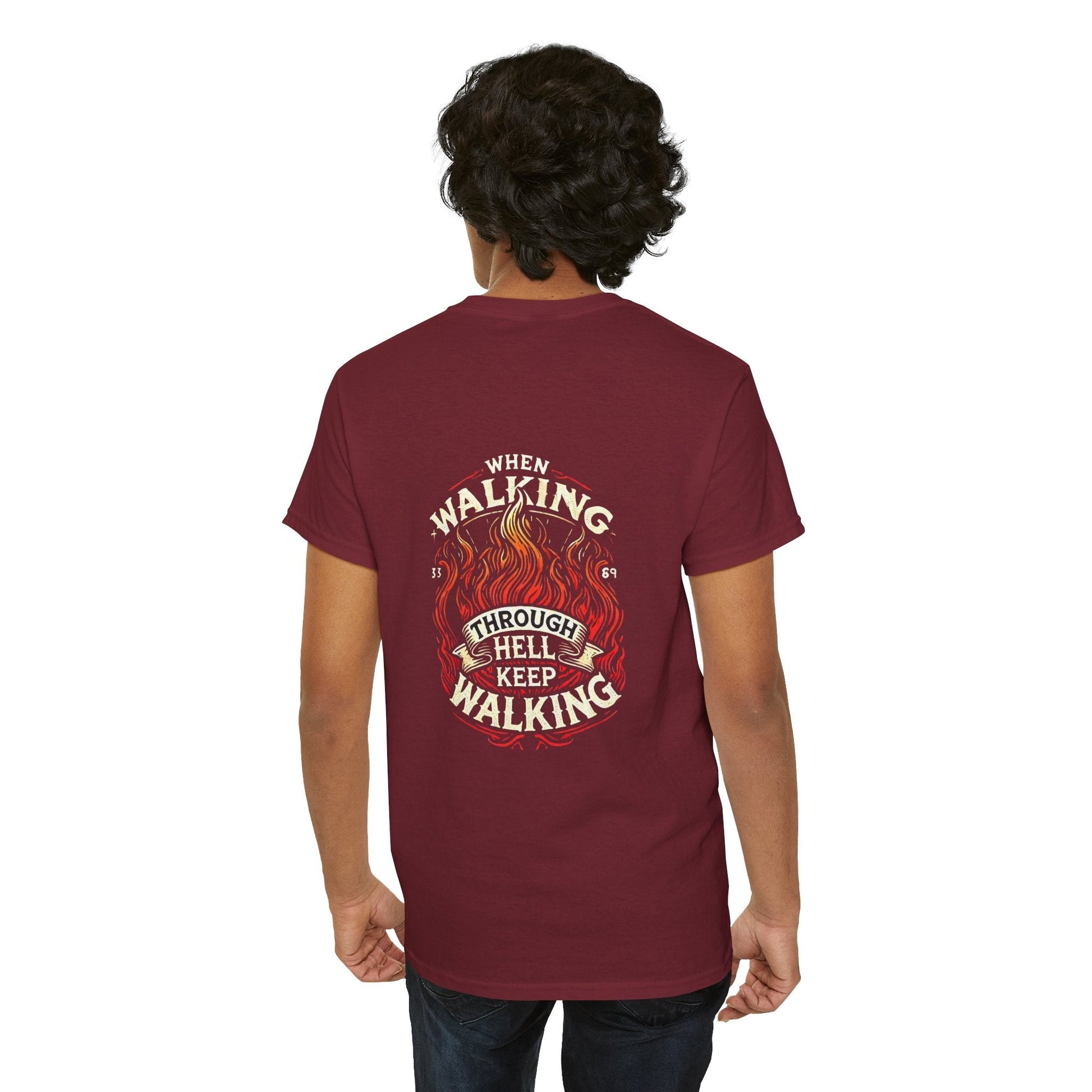 Unisex Heavy Cotton T-shirt - Walking Through Hell Keep Walking II