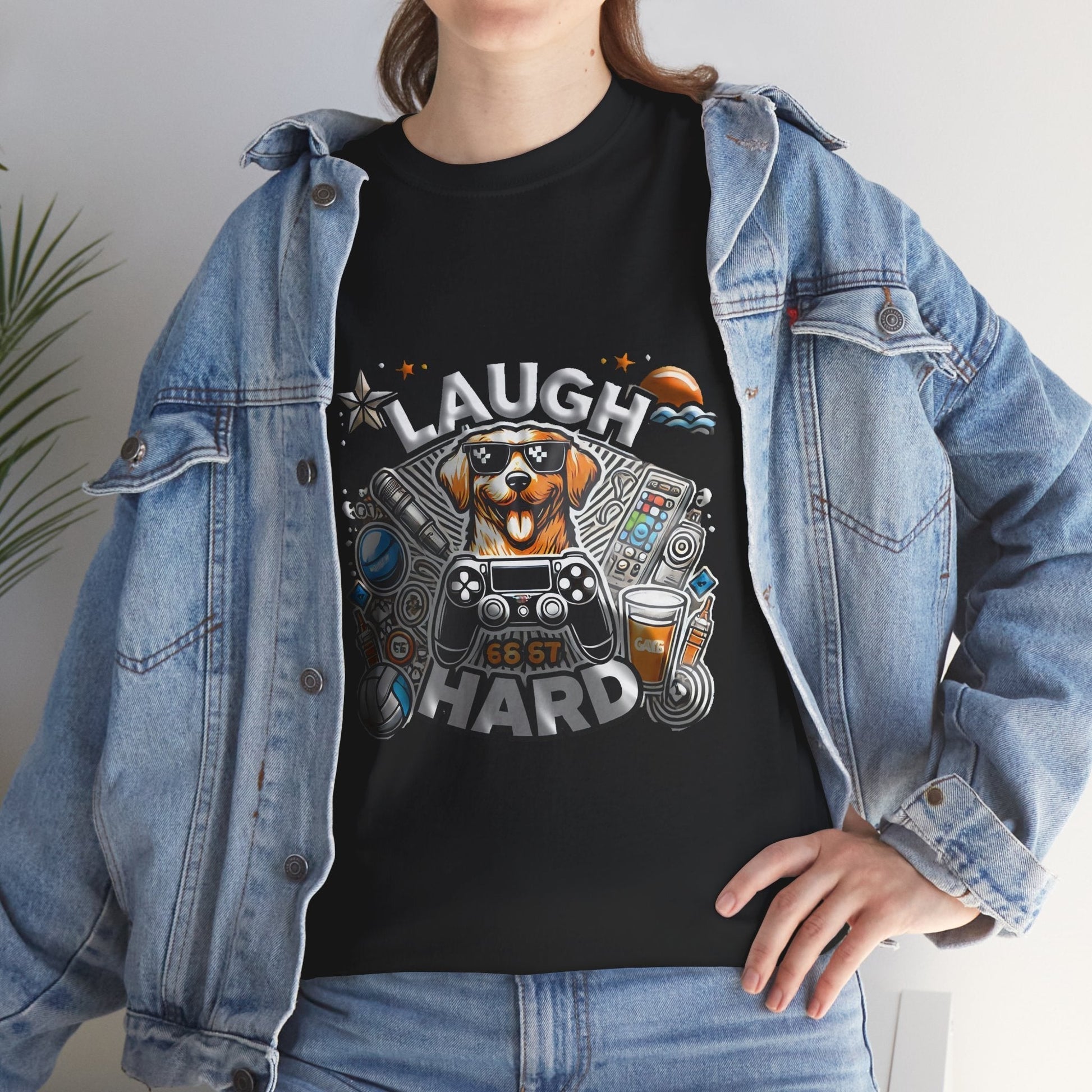 Heavy Cotton T-shirt " Laugh Hard " Classic Comfort, for Everyday