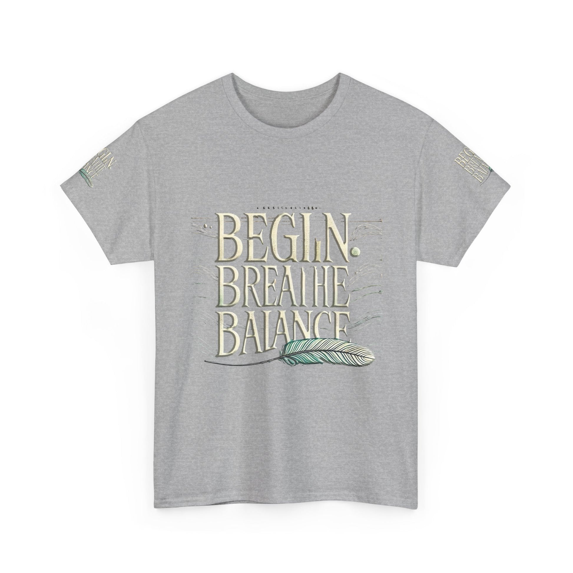 Unisex Heavy Cotton T-shirt  Begin Breathe Balance t-shirt for Comfort