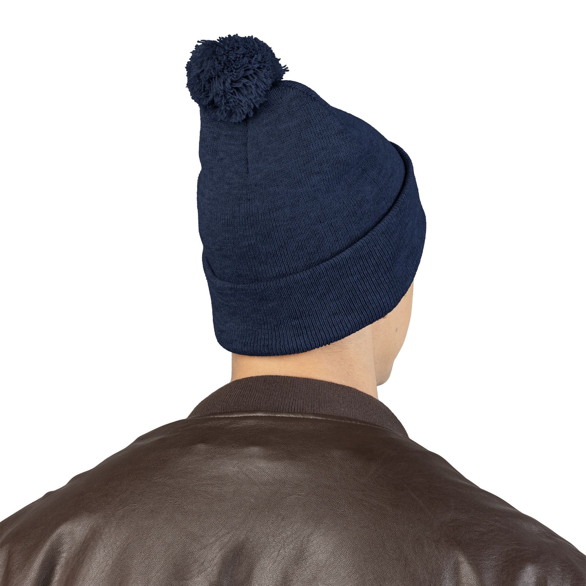 Embroidered Pom-Pom Knit Cap - Cozy Winter Beanie for All Seasons