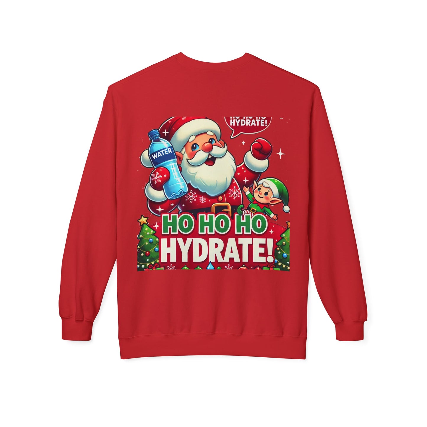 Unisex Midweight Softstyle Fleece Crewneck Sweatshirt" Ho Ho Ho Hydrate "