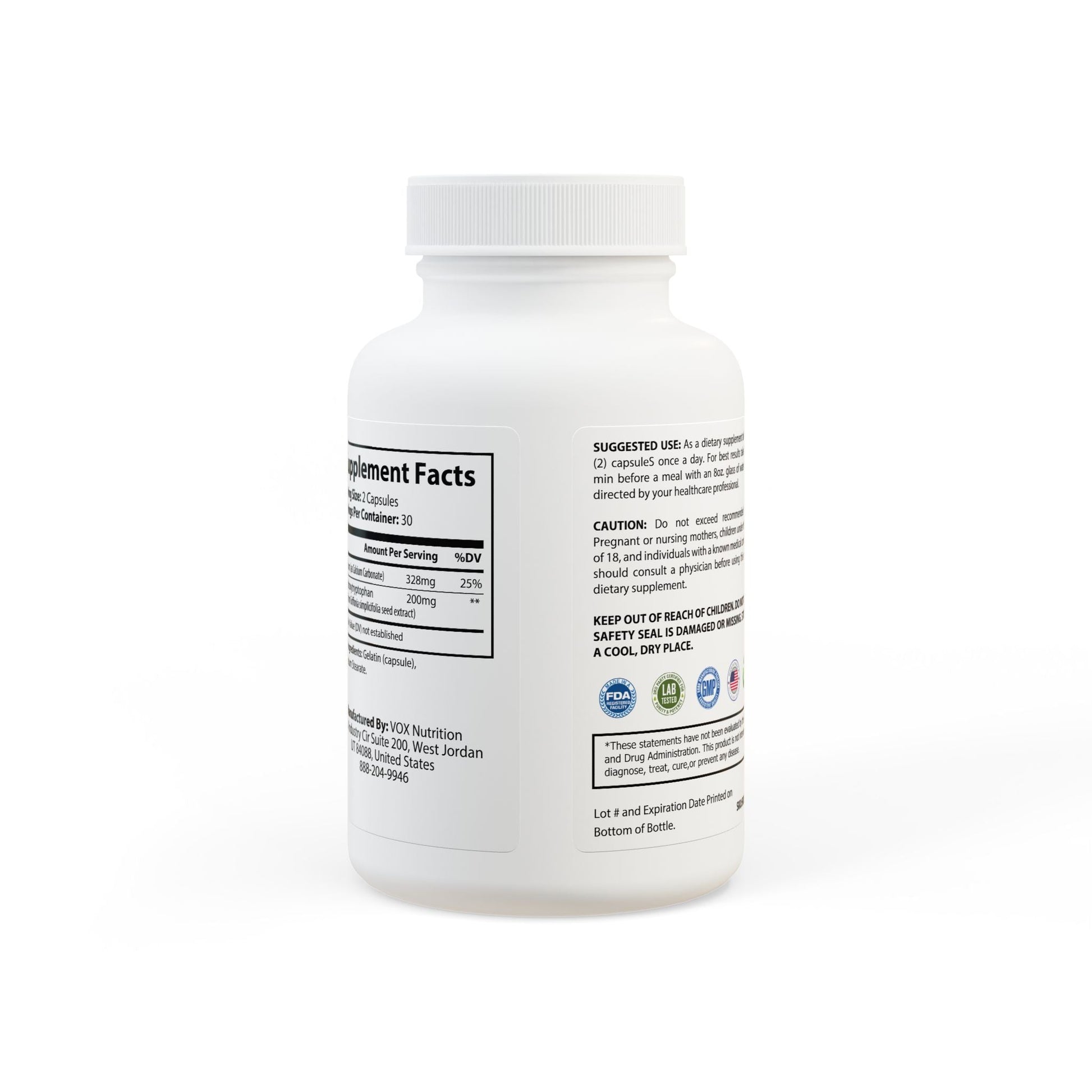5-HTP Supplement for Sleep Support - 60 Capsules USA Made Quality