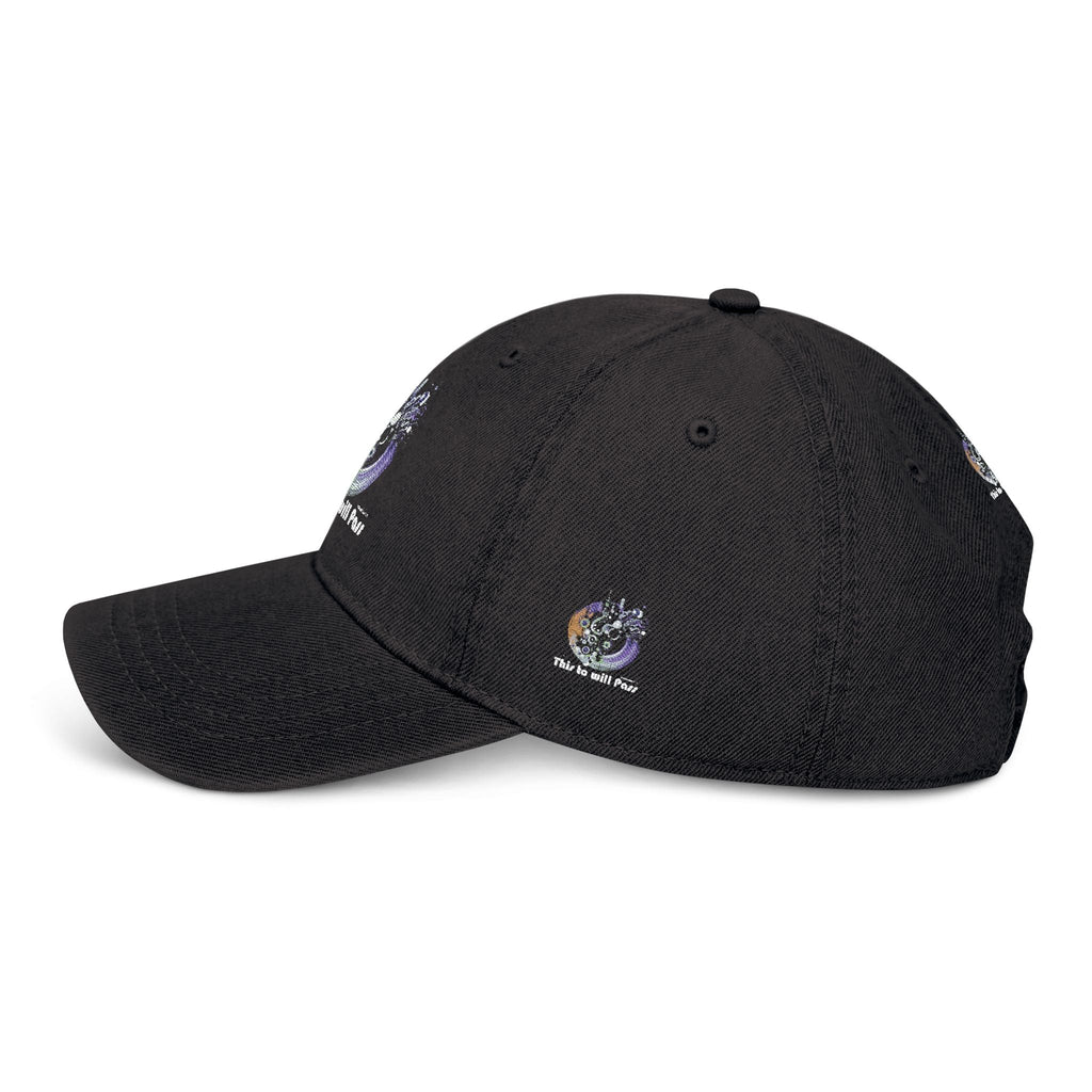 This Too Will Pass Denim Hat - Stylish Embroidered Cap Vintage Message.