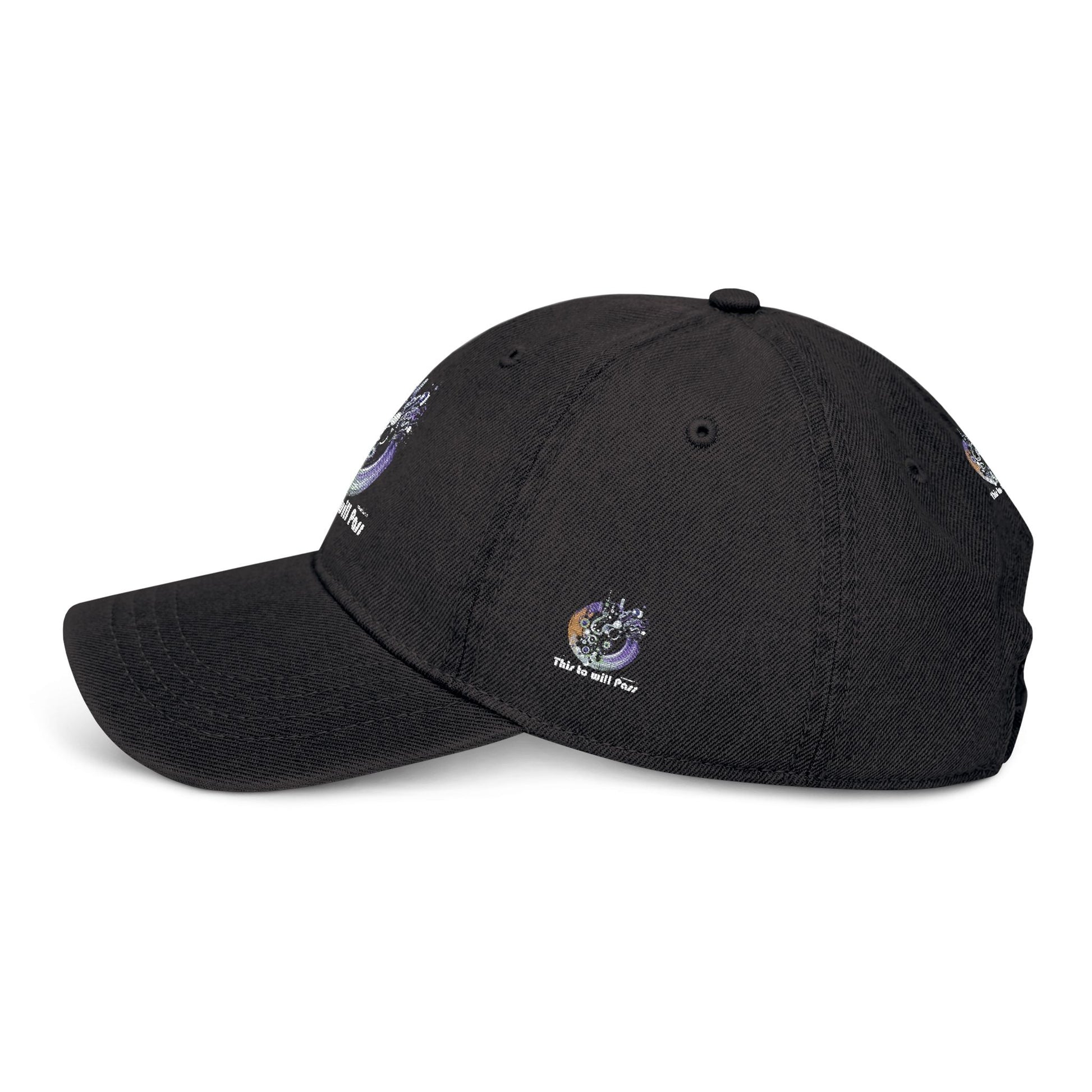 This Too Will Pass Denim Hat - Stylish Embroidered Cap Vintage Message.