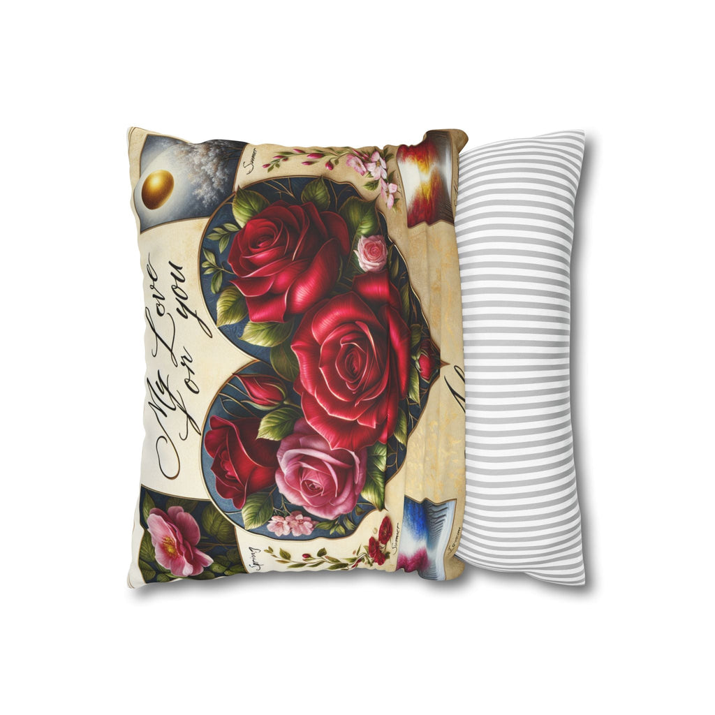 Faux Suede Square Pillowcase with Valentine theme, double-sided print, and luxurious finish.