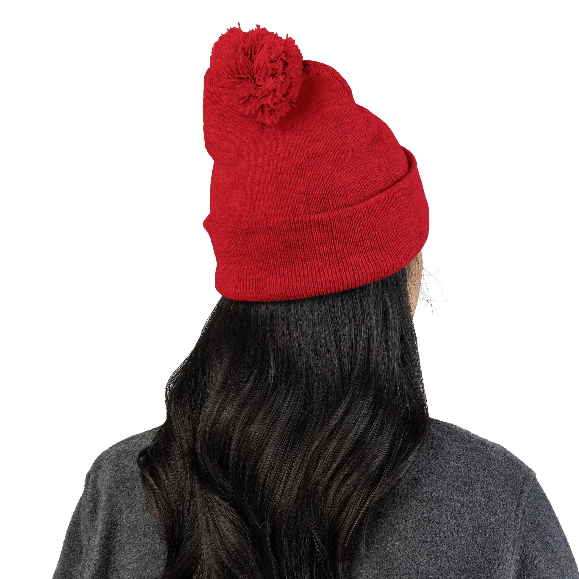 Embroidered Pom-Pom Knit Cap - Cozy Winter Beanie for All Seasons