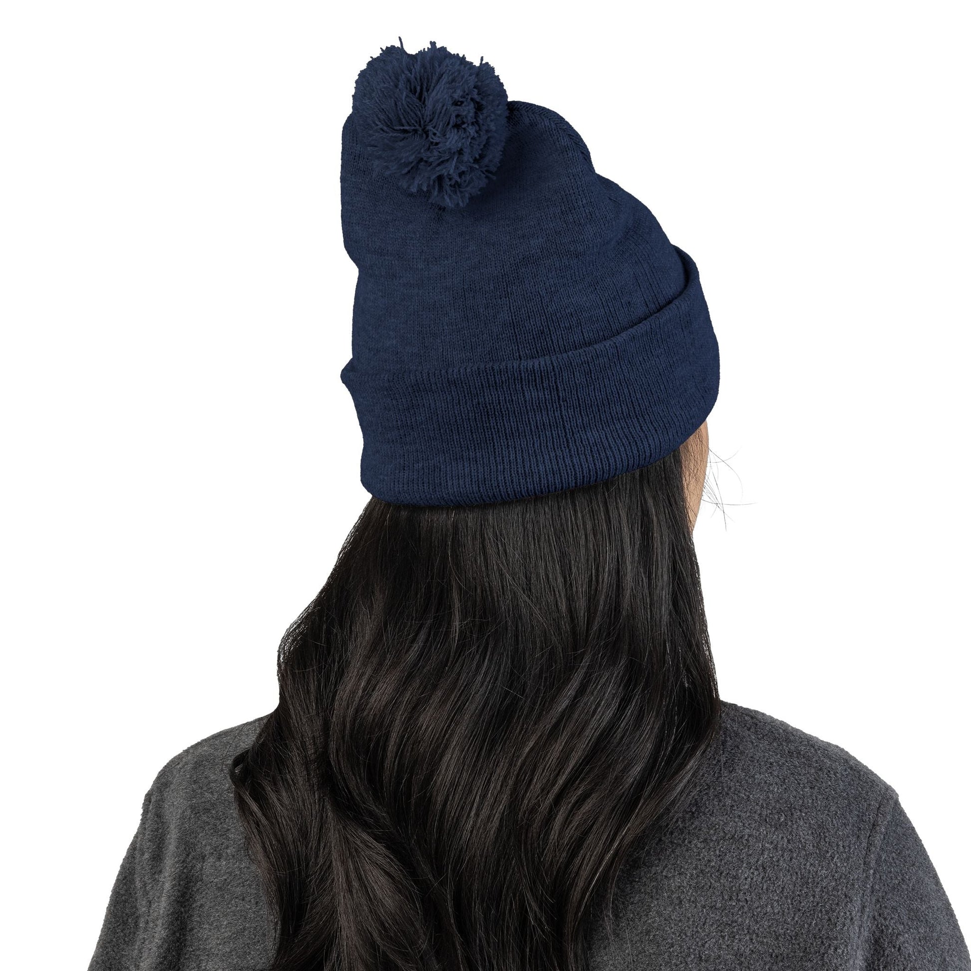 Embroidered Pom-Pom Knit Cap - Cozy Winter Beanie for All Seasons