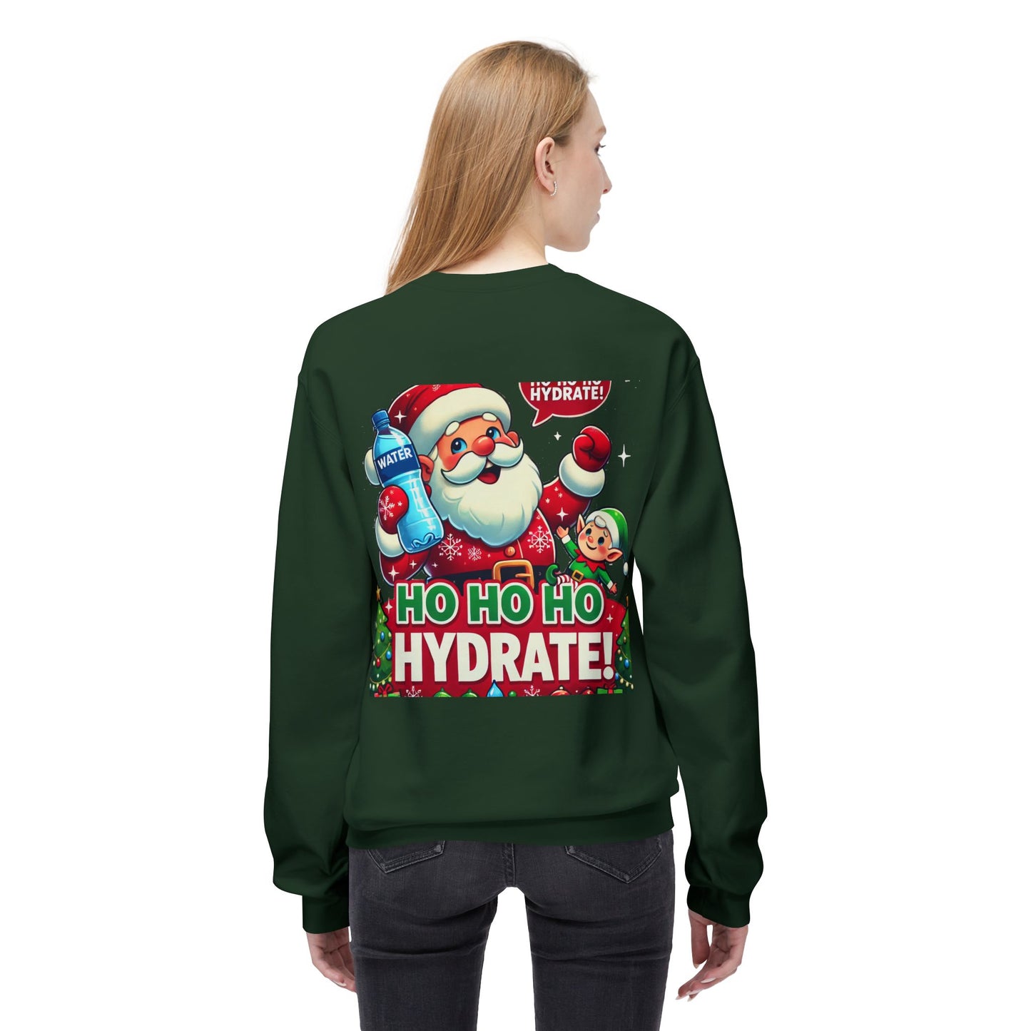 Unisex Midweight Softstyle Fleece Crewneck Sweatshirt" Ho Ho Ho Hydrate "