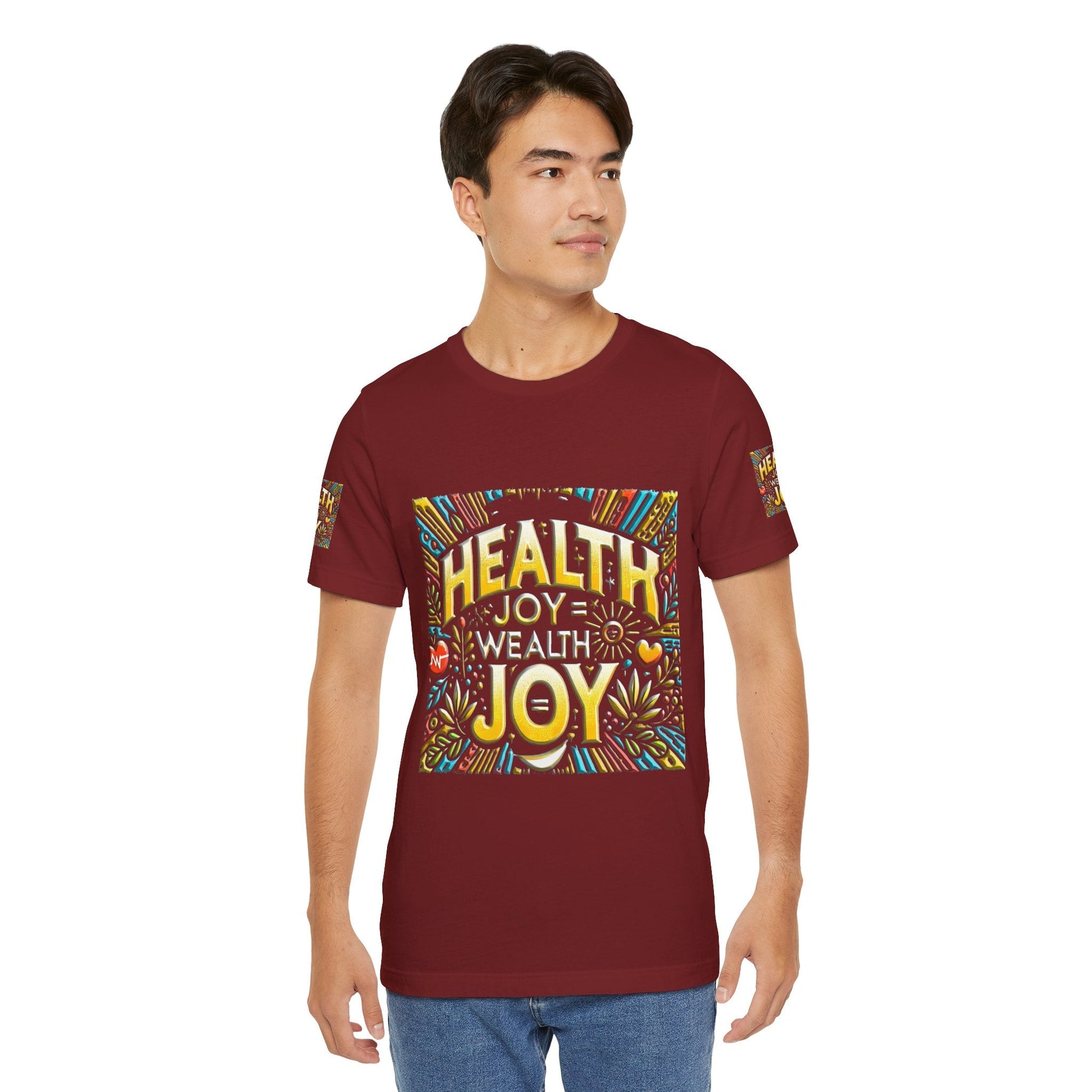 Unisex Jersey Short Sleeve T-shirt – Health Joy Wealth Joy | Comfy Fit