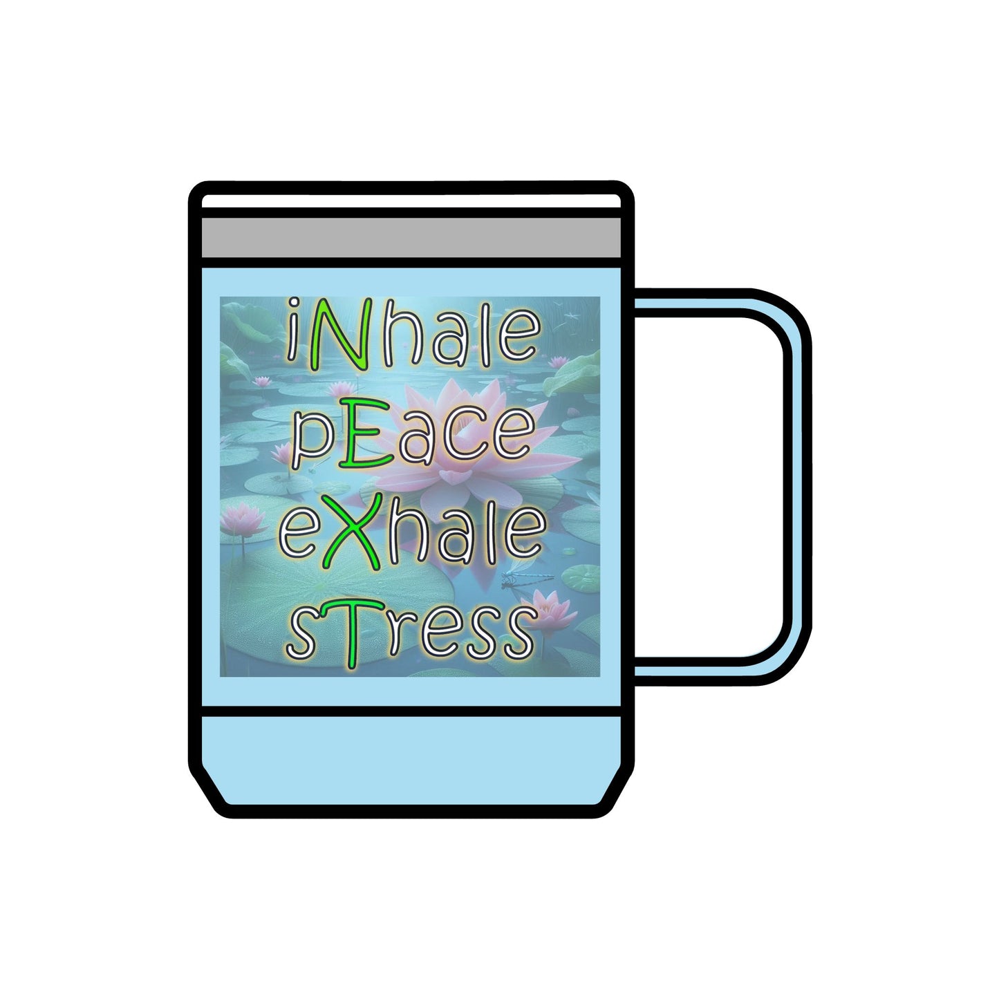 Coffee Mug Tumbler, 15oz Inhale Peace Exhale Stress