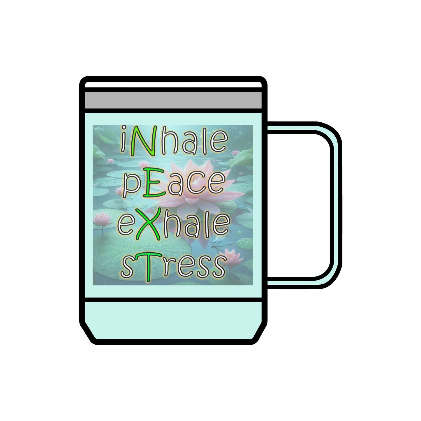 Coffee Mug Tumbler, 15oz Inhale Peace Exhale Stress