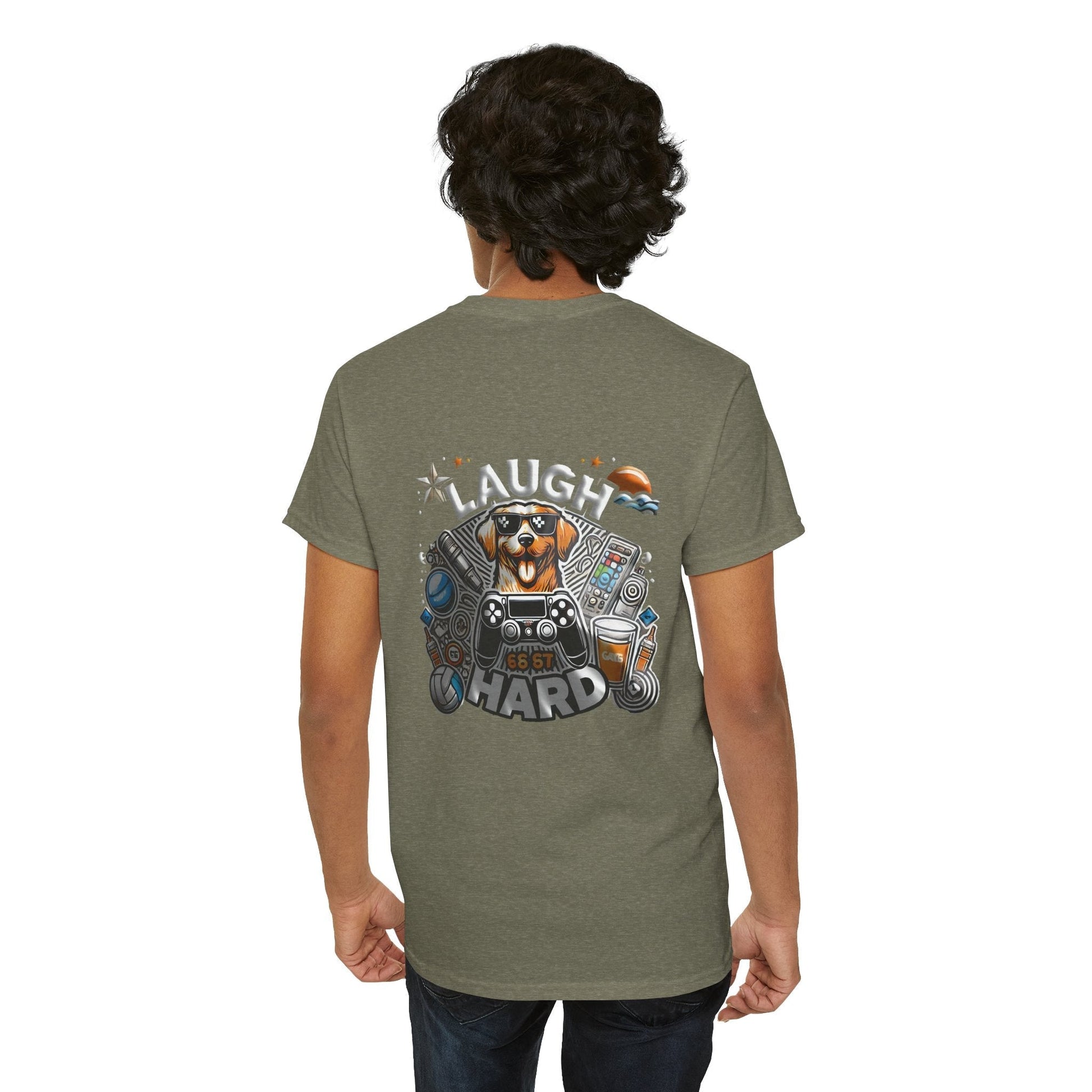 Heavy Cotton T-shirt " Laugh Hard " Classic Comfort, for Everyday