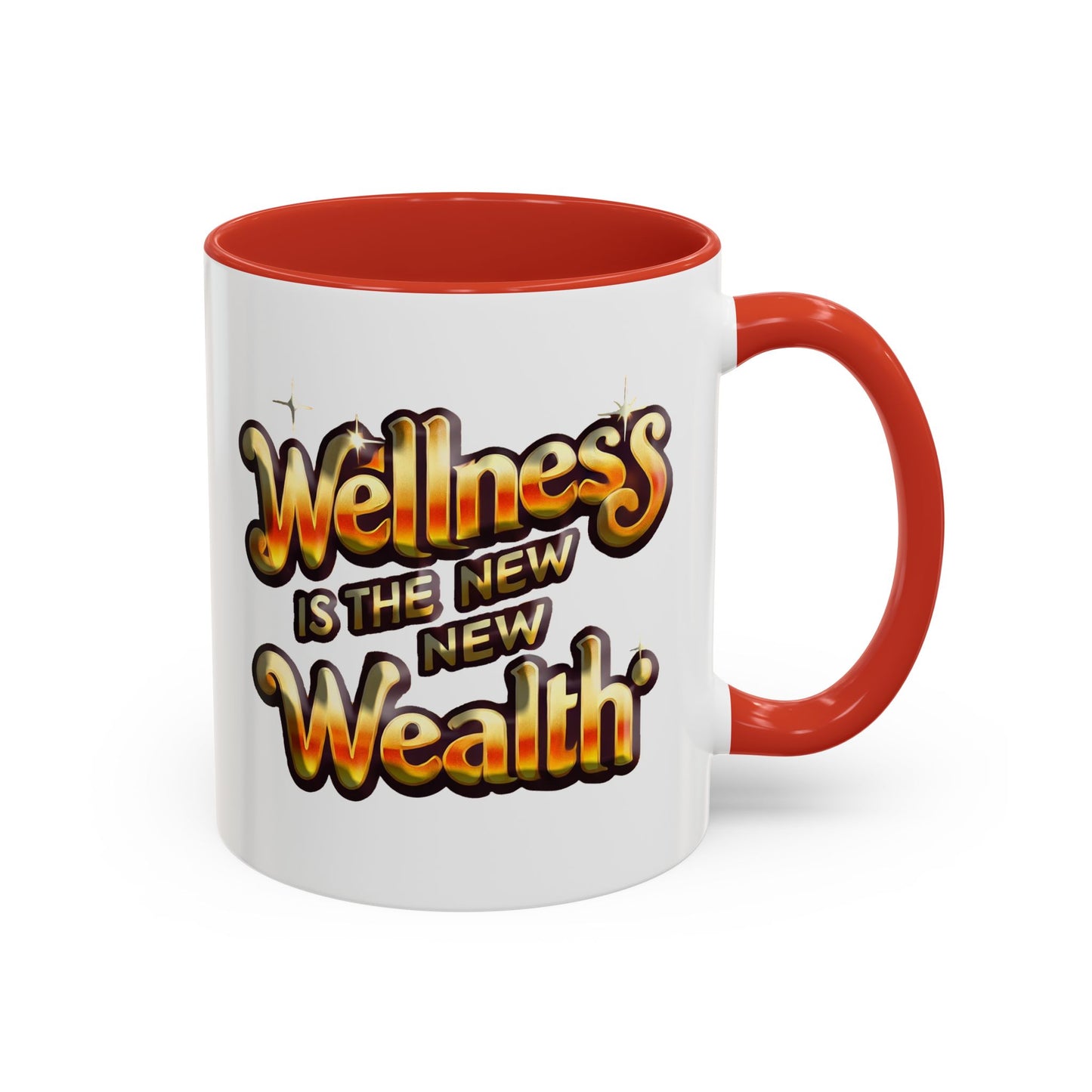 Accent Coffee Mug (11, 15oz) "Wellness is the New Wealth"