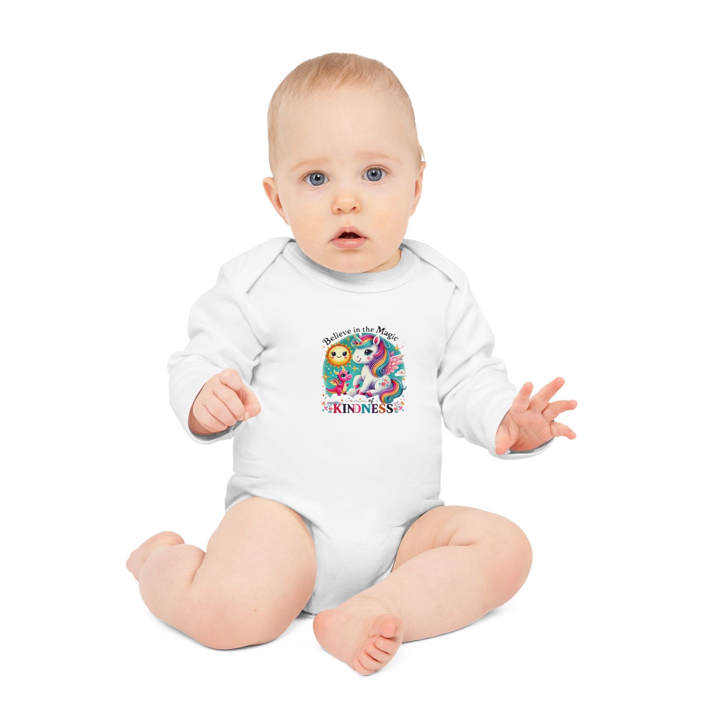 Baby Long-Sleeve Organic Bodysuit"Believe in the Magic of Kindness"