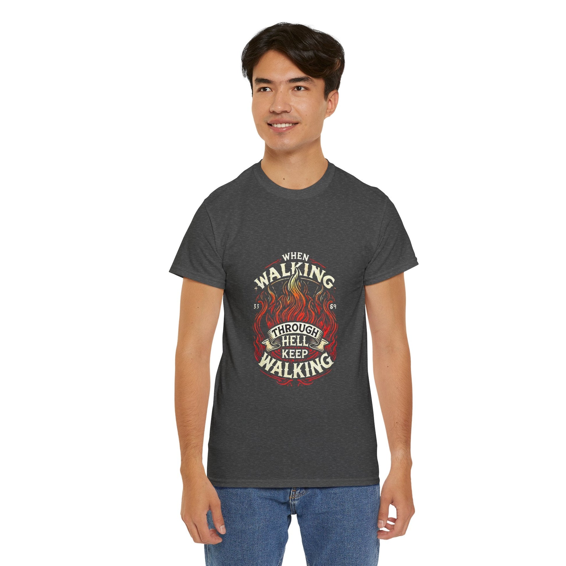Unisex Heavy Cotton T-shirt - Walking Through Hell Keep Walking II