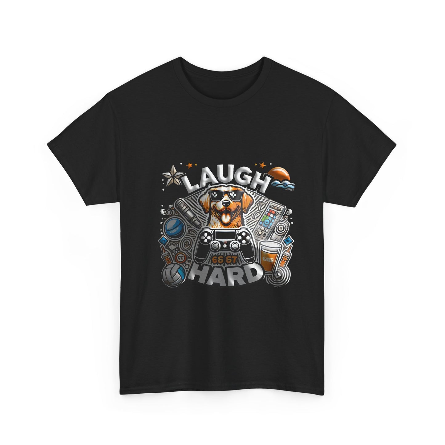 Unisex Heavy Cotton Tee " Laugh Hard " Black