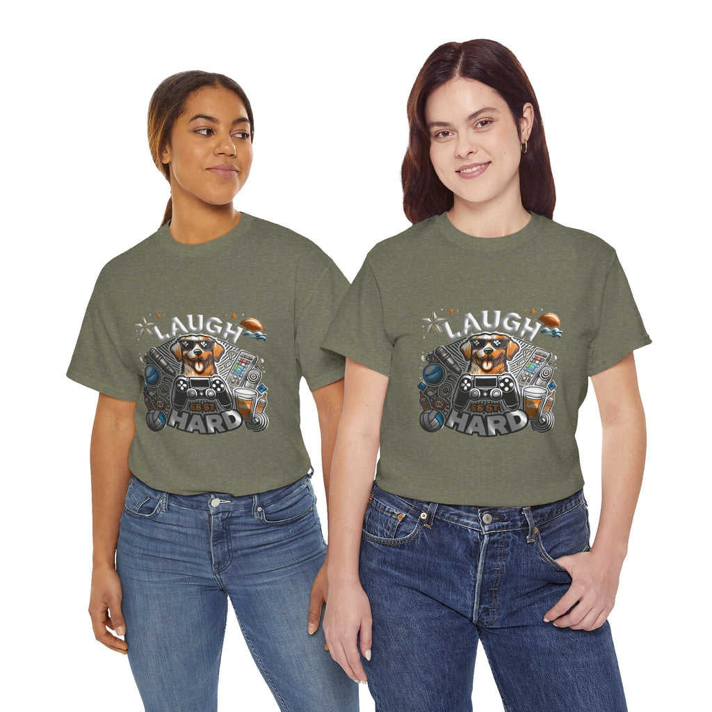 Heavy Cotton T-shirt " Laugh Hard " Classic Comfort, for Everyday