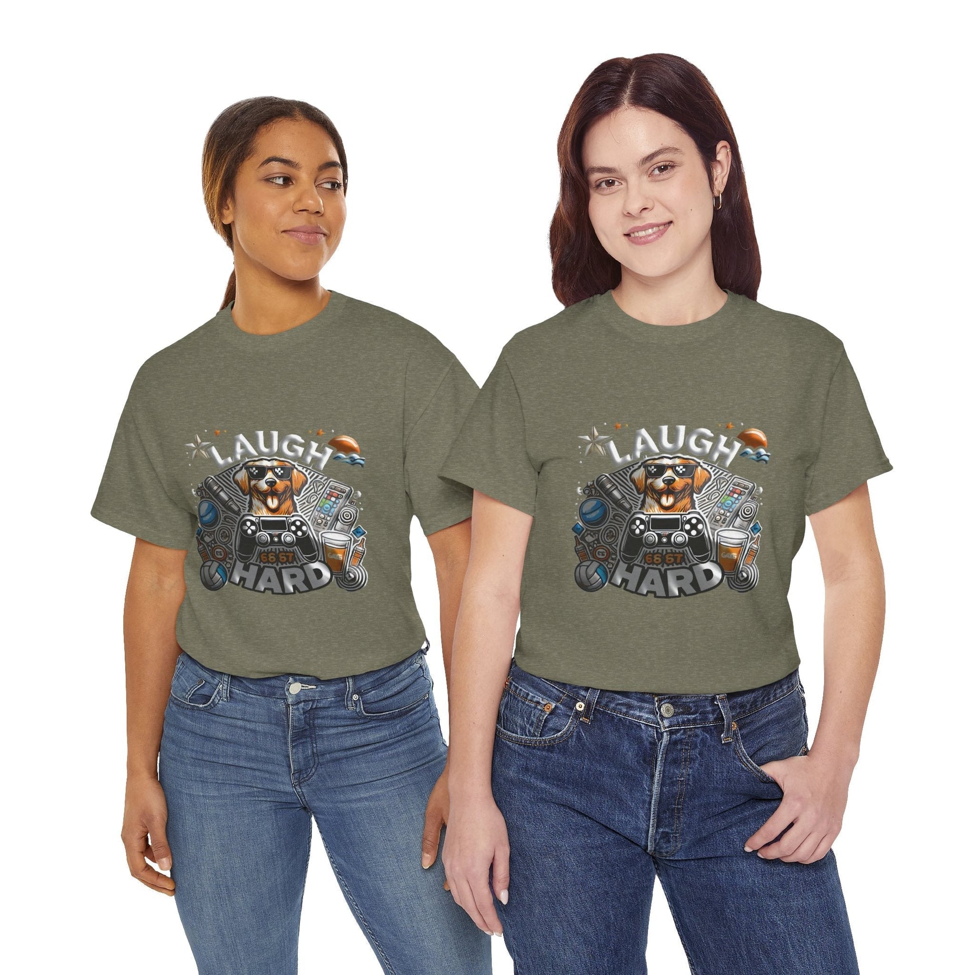 Heavy Cotton T-shirt " Laugh Hard " Classic Comfort, for Everyday