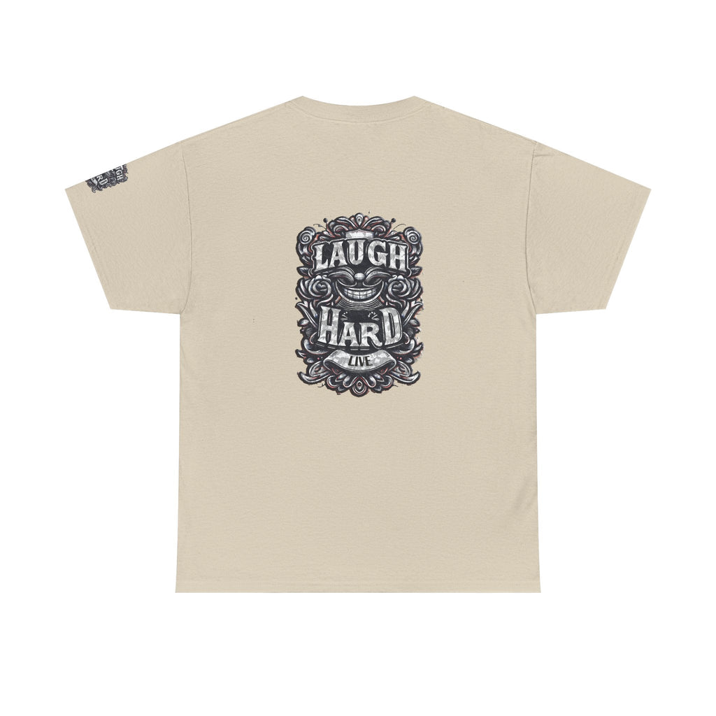 Unisex Heavy Cotton T-shirt - Laugh Hard - B&W Classic Comfort