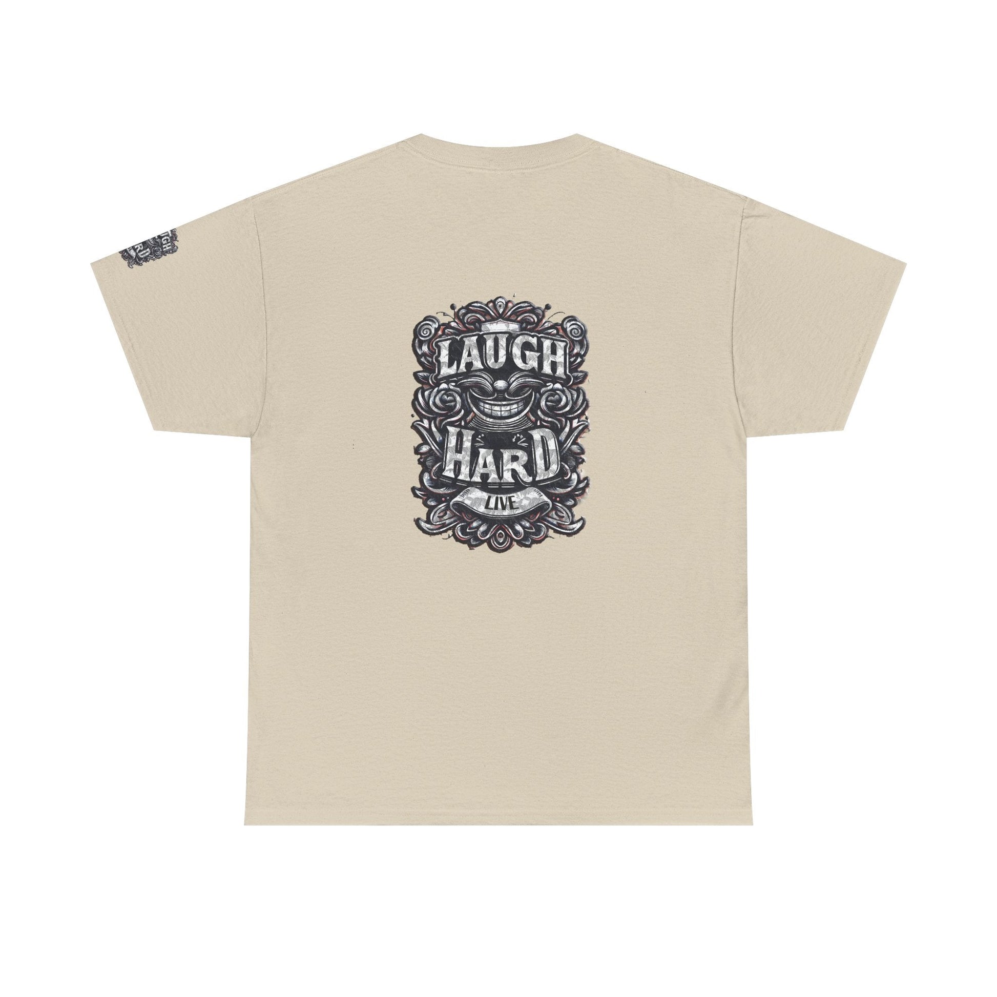 Unisex Heavy Cotton T-shirt - Laugh Hard - B&W Classic Comfort