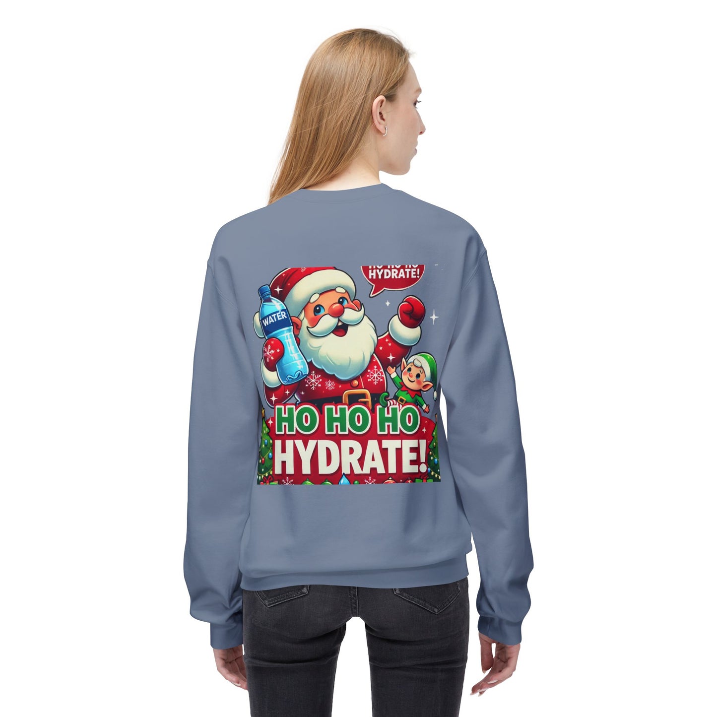 Unisex Midweight Softstyle Fleece Crewneck Sweatshirt" Ho Ho Ho Hydrate "