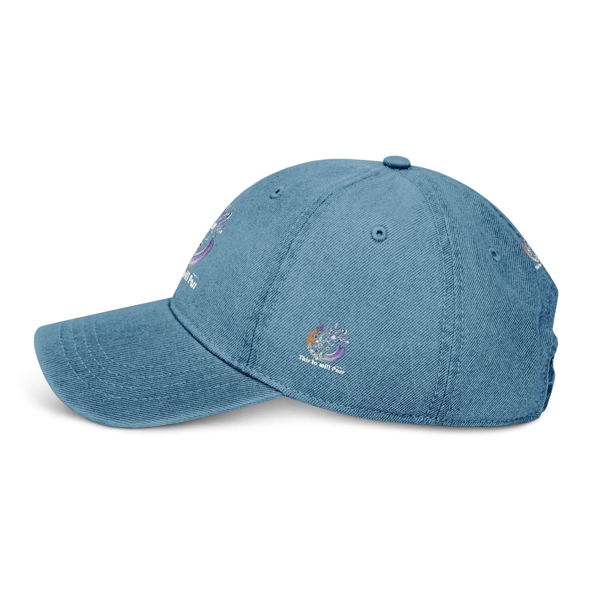 This Too Will Pass Denim Hat - Stylish Embroidered Cap Vintage Message.
