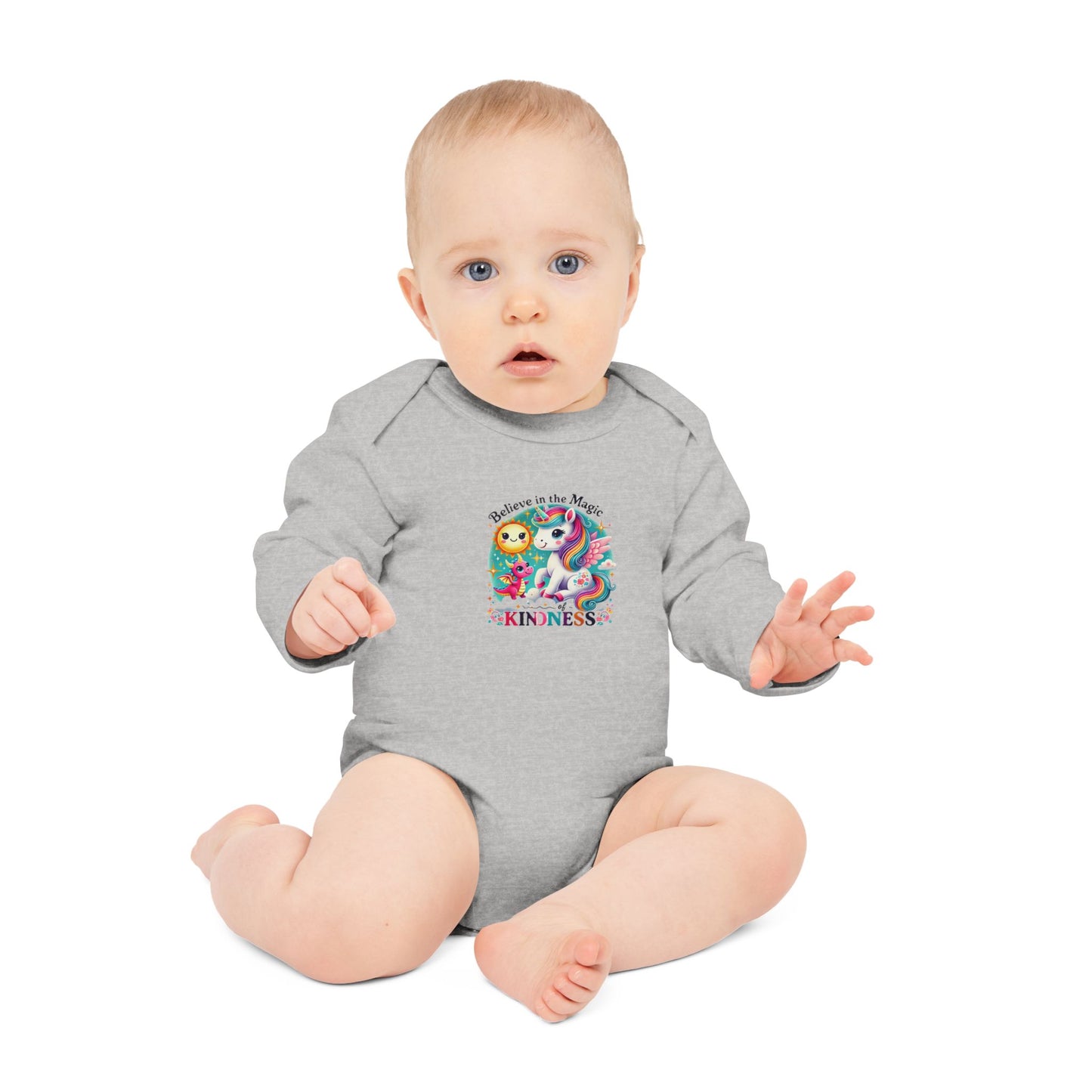 Baby Long-Sleeve Organic Bodysuit"Believe in the Magic of Kindness"