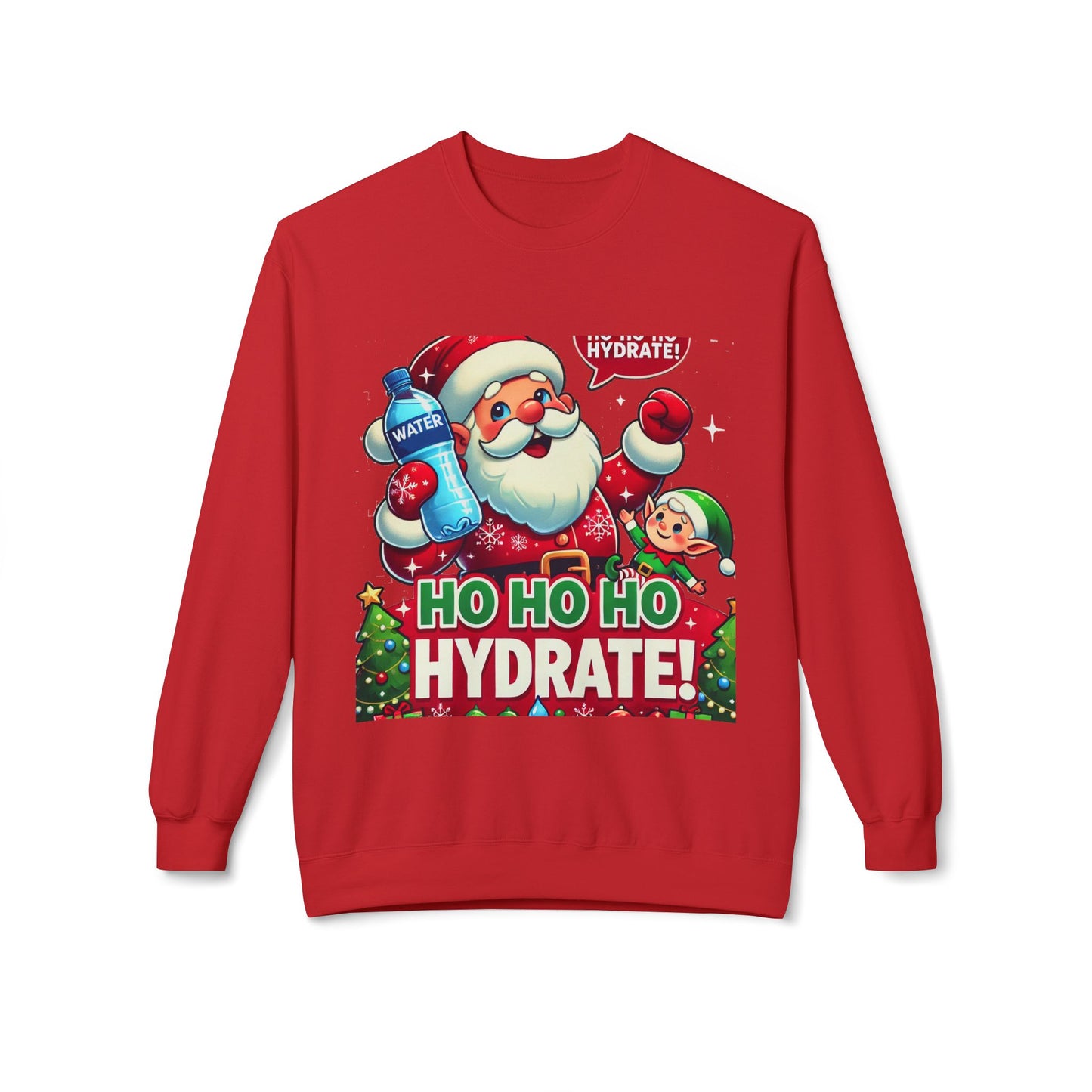 Unisex Midweight Softstyle Fleece Crewneck Sweatshirt" Ho Ho Ho Hydrate "