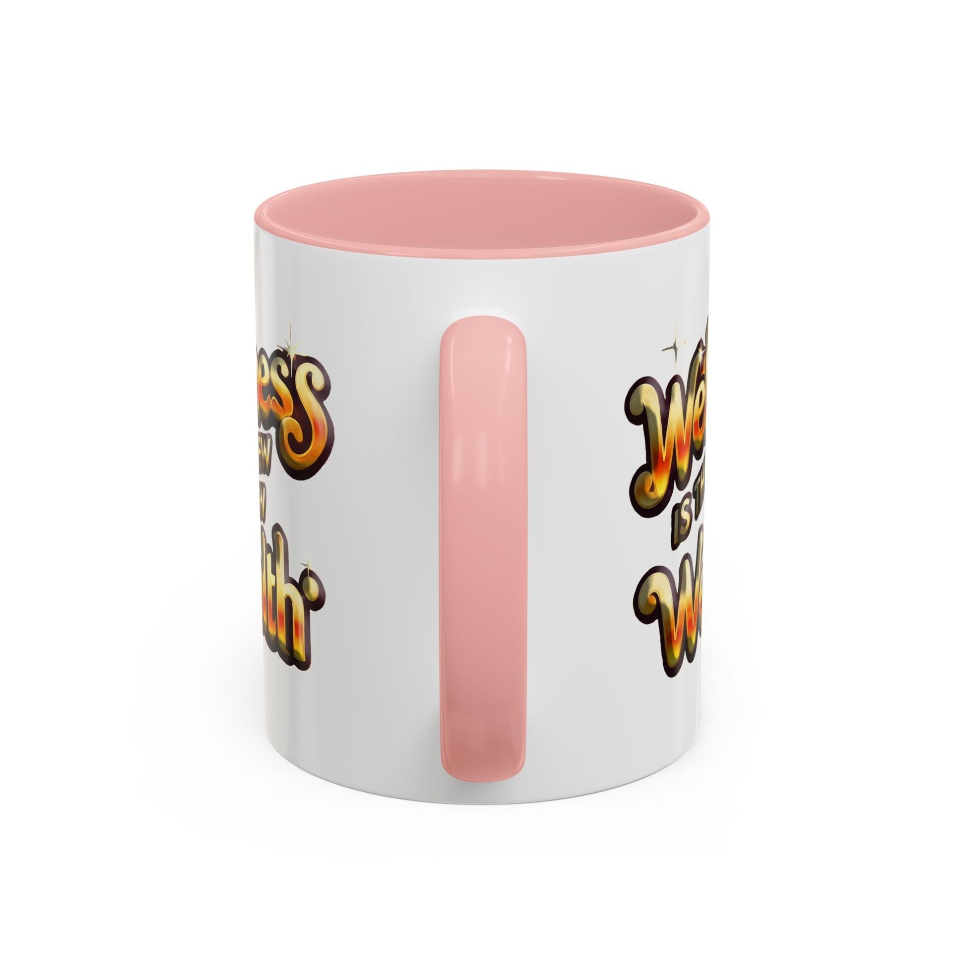 Accent Coffee Mug - Wellness is the New Wealth Stylish Ceramic Design