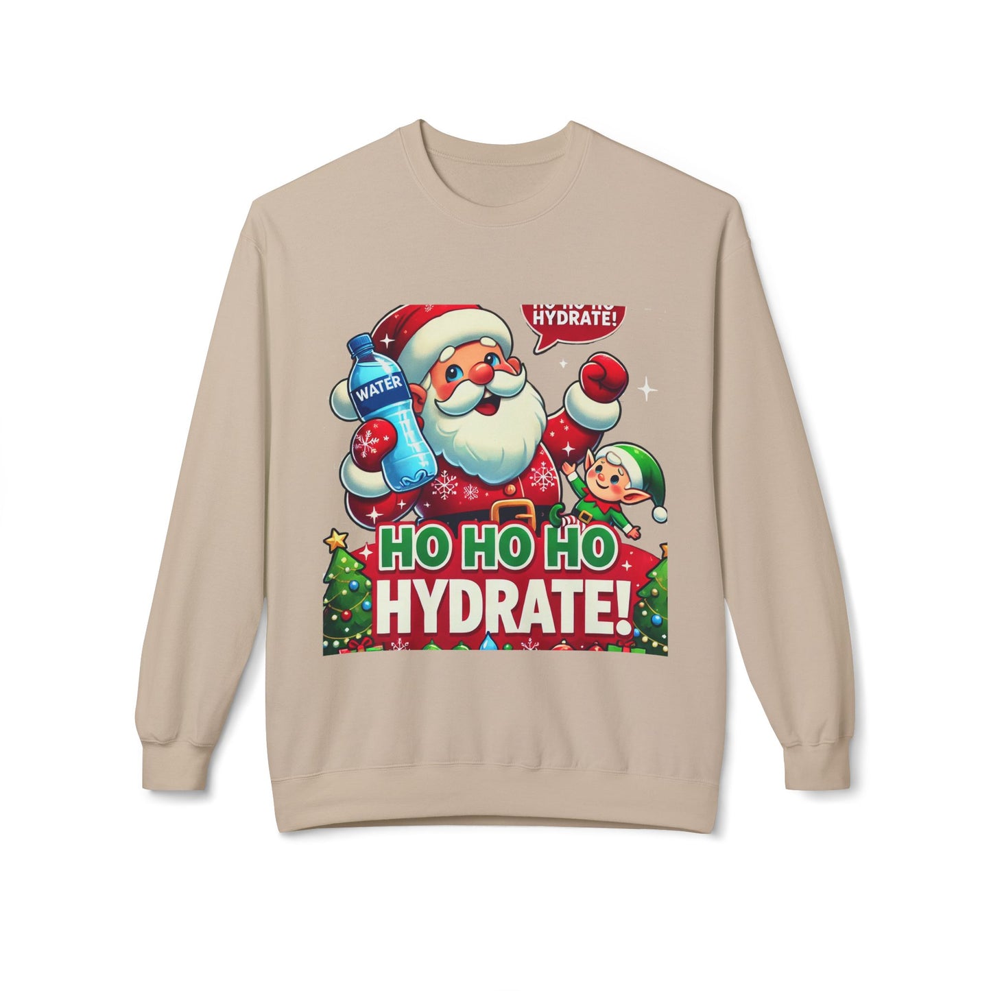 Unisex Midweight Softstyle Fleece Crewneck Sweatshirt" Ho Ho Ho Hydrate "