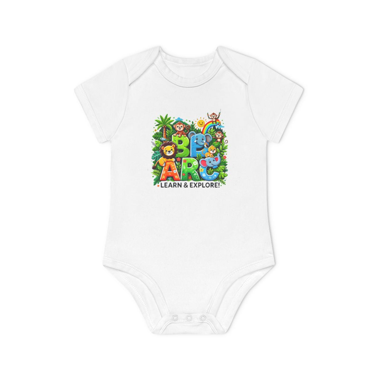 Baby Organic Short Sleeve Bodysuit "Learn and Explore" Soft & Stylish