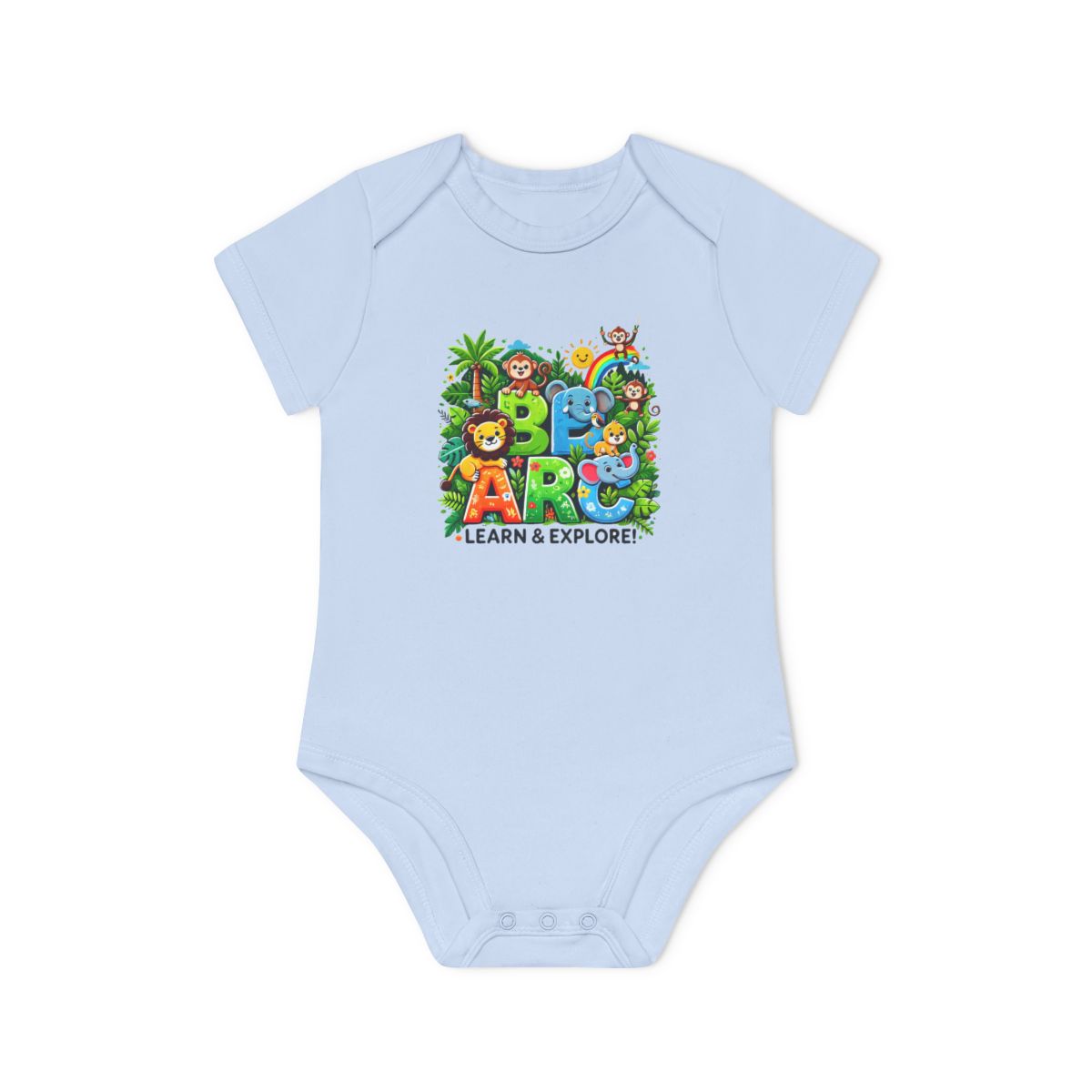 Baby Organic Short Sleeve Bodysuit "Learn and Explore" Soft & Stylish