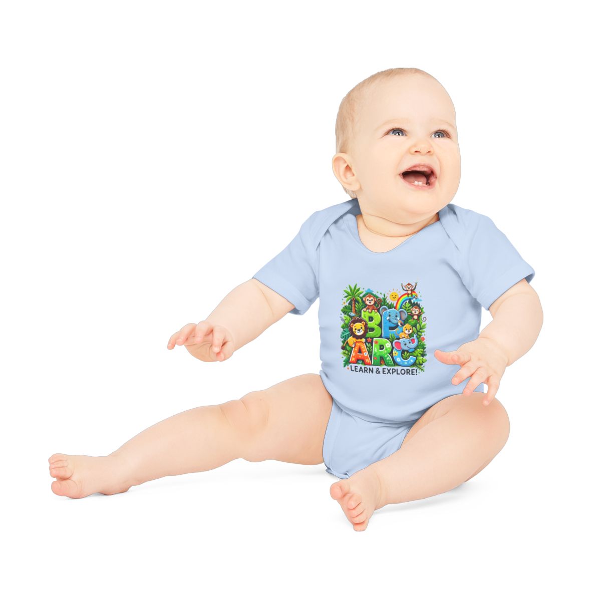 Baby Organic Short Sleeve Bodysuit "Learn and Explore" Soft & Stylish