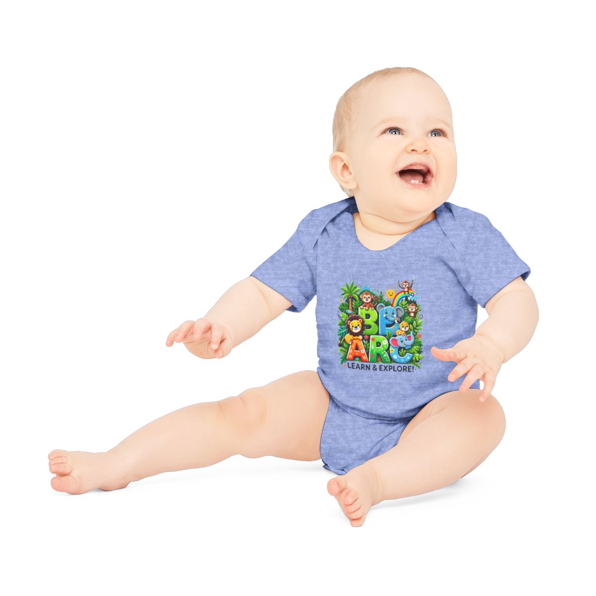 Baby Organic Short Sleeve Bodysuit "Learn and Explore" Soft & Stylish