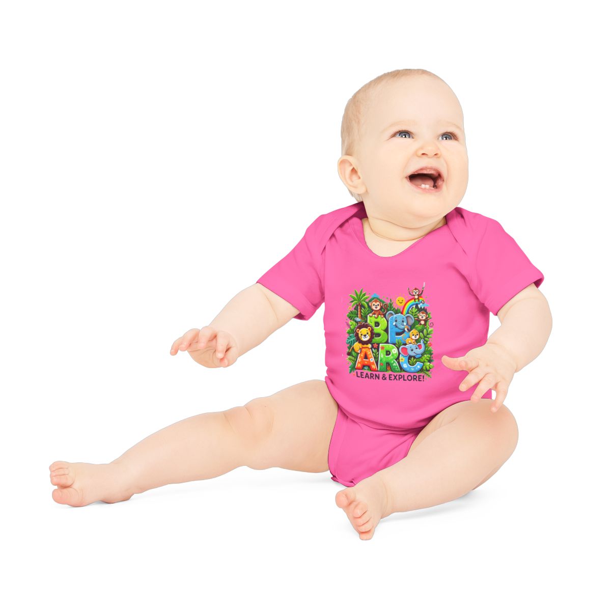 Baby Organic Short Sleeve Bodysuit "Learn and Explore" Soft & Stylish