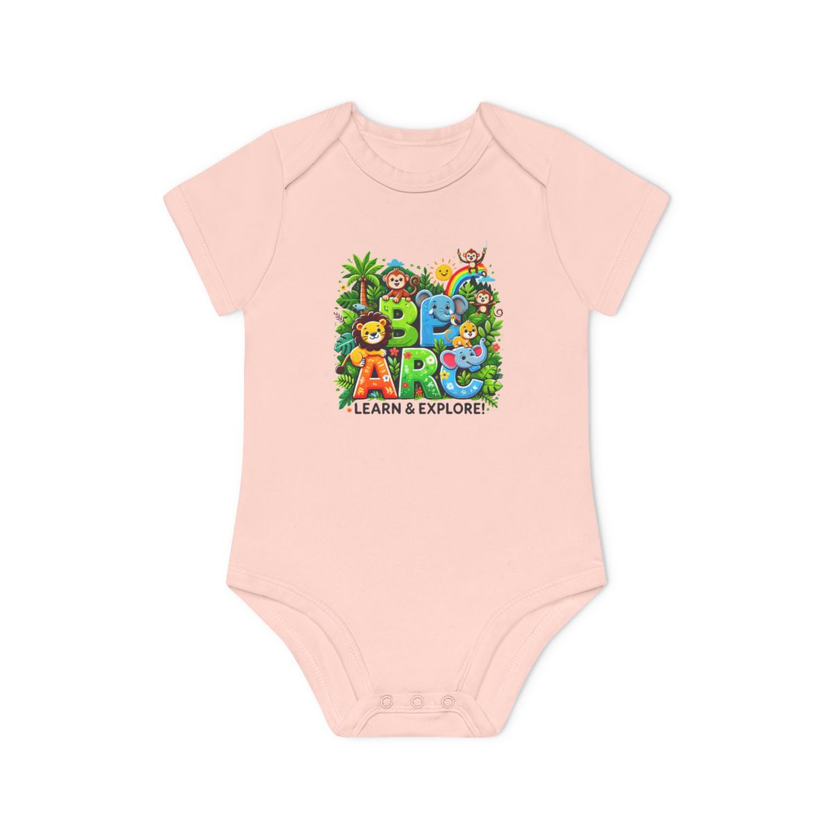 Baby Organic Short Sleeve Bodysuit "Learn and Explore" Soft & Stylish