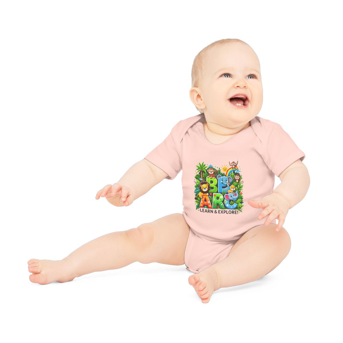 Baby Organic Short Sleeve Bodysuit "Learn and Explore" Soft & Stylish