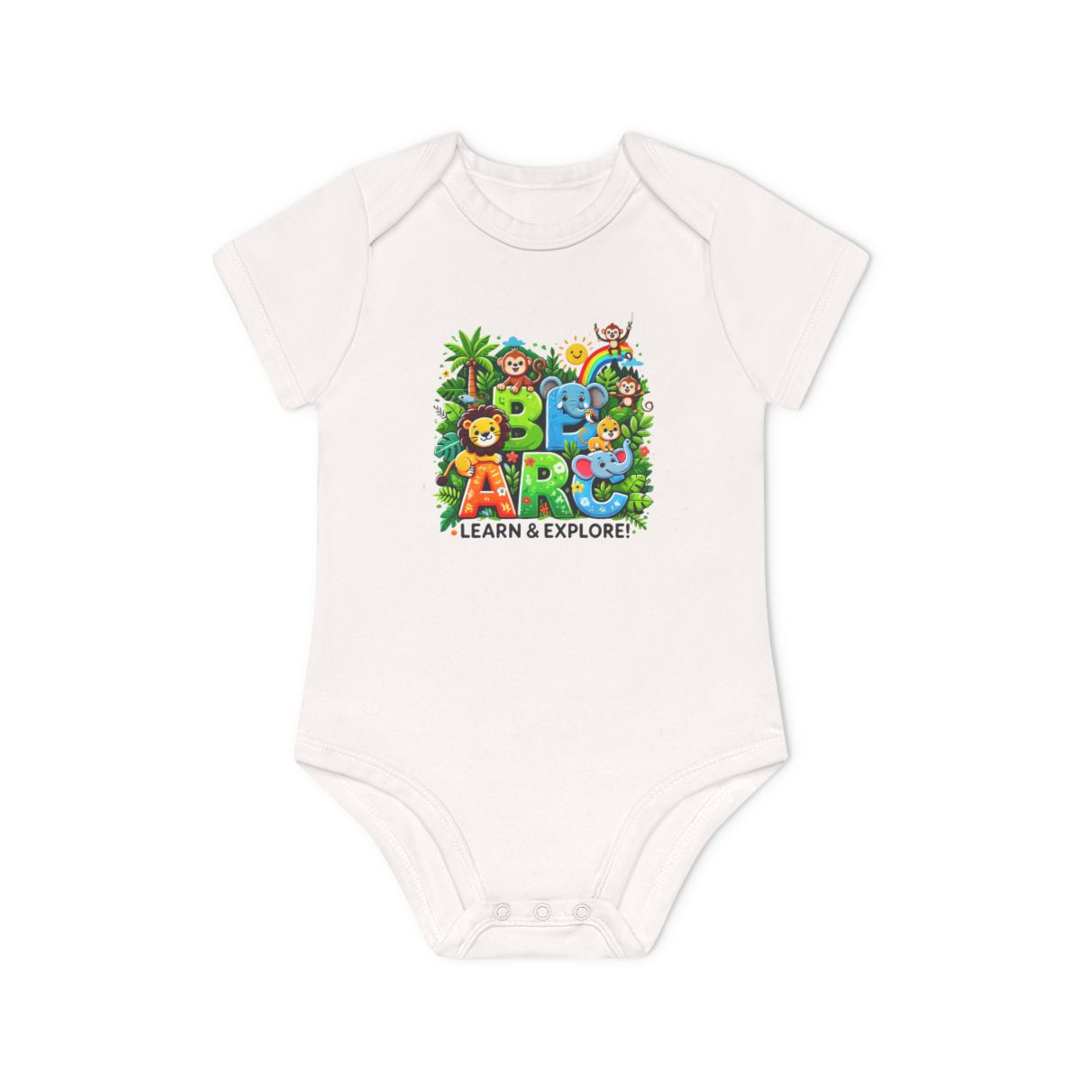 Baby Organic Short Sleeve Bodysuit "Learn and Explore" Soft & Stylish