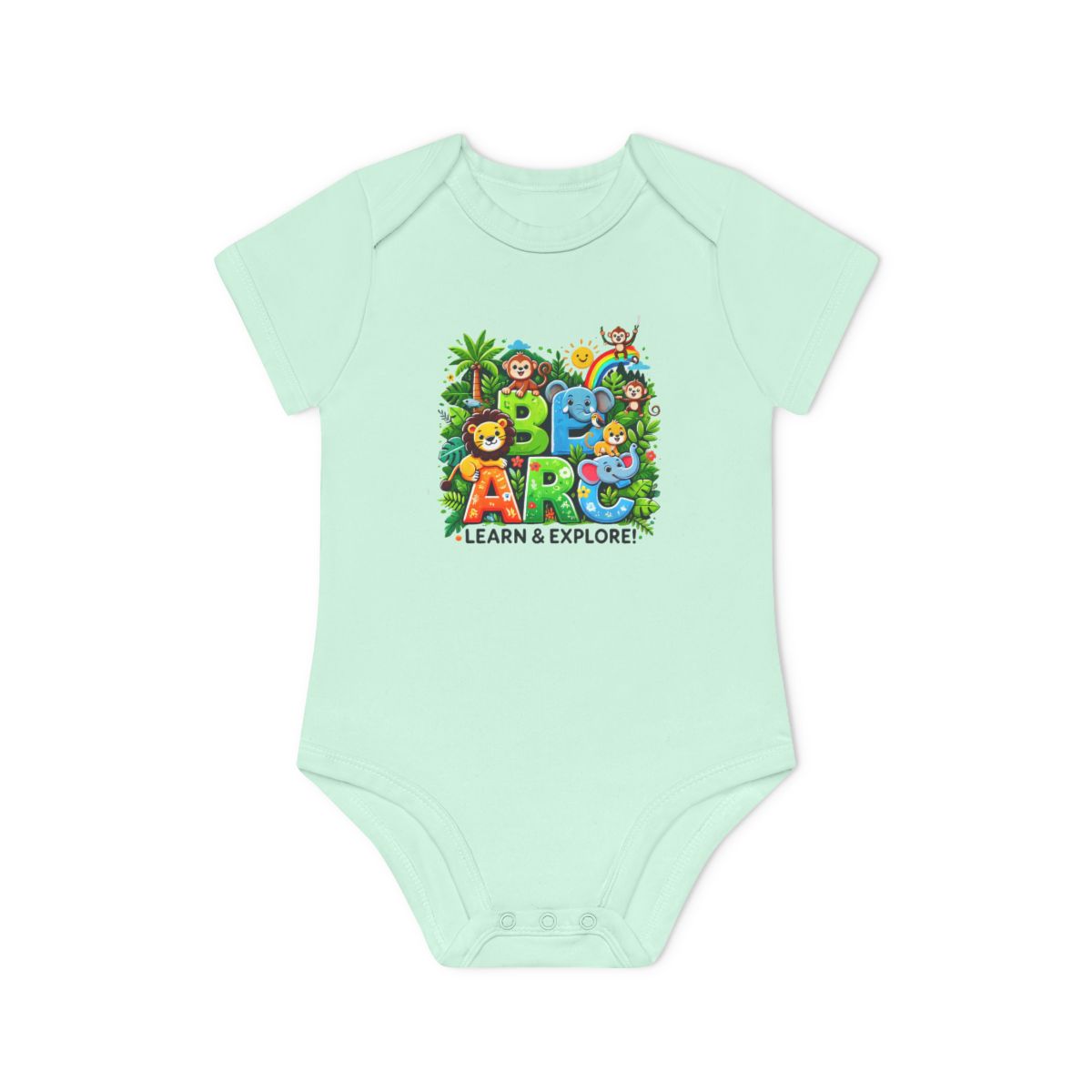 Baby Organic Short Sleeve Bodysuit "Learn and Explore" Soft & Stylish