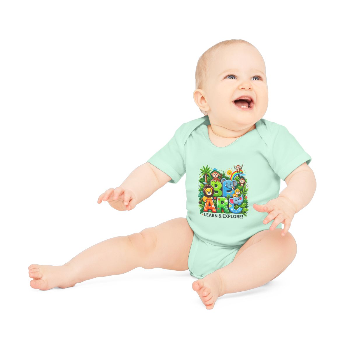 Baby Organic Short Sleeve Bodysuit "Learn and Explore" Soft & Stylish
