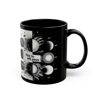 Black Mug - This Too Shall Pass - Modern Design - Inspirational