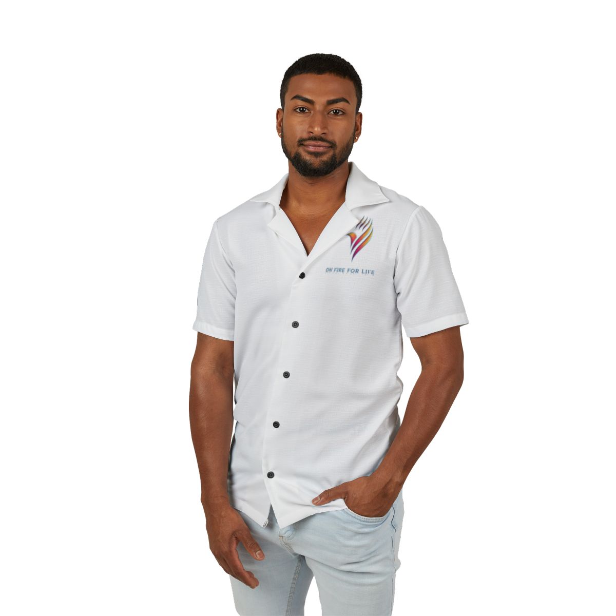 Mens Hawaiian Camp Shirt - (AOP) On Fire for Life