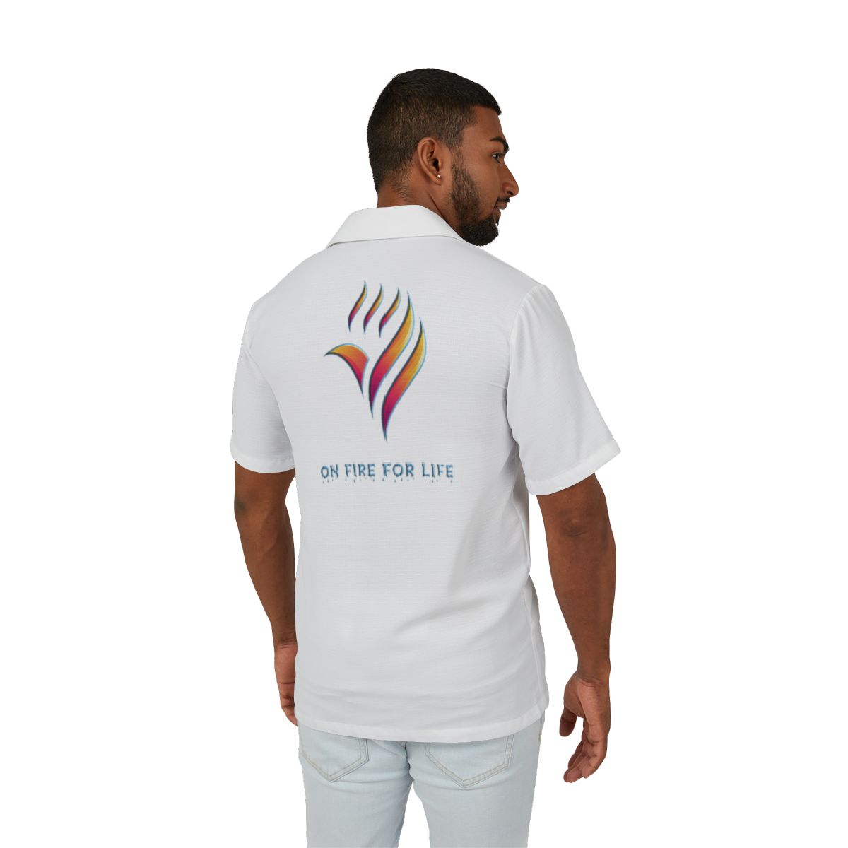 Mens Hawaiian Camp Shirt - (AOP) On Fire for Life