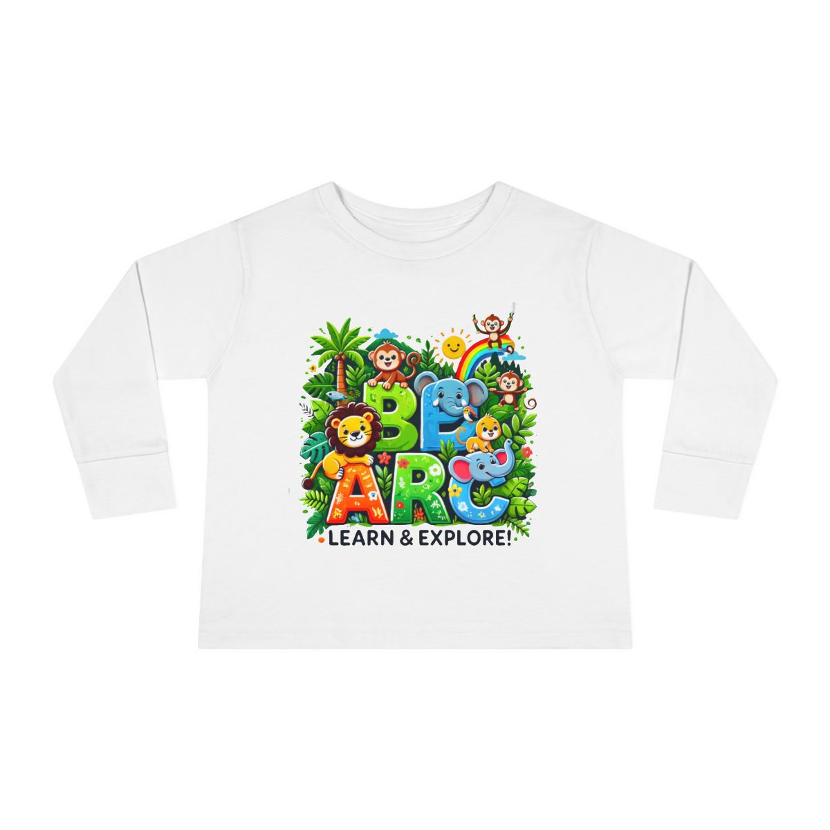 Toddler Long Sleeve T-shirt  Learn and Explore  Soft, Durable & Gentle