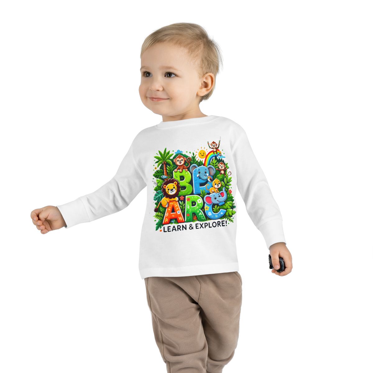 Toddler Long Sleeve T-shirt  Learn and Explore  Soft, Durable & Gentle
