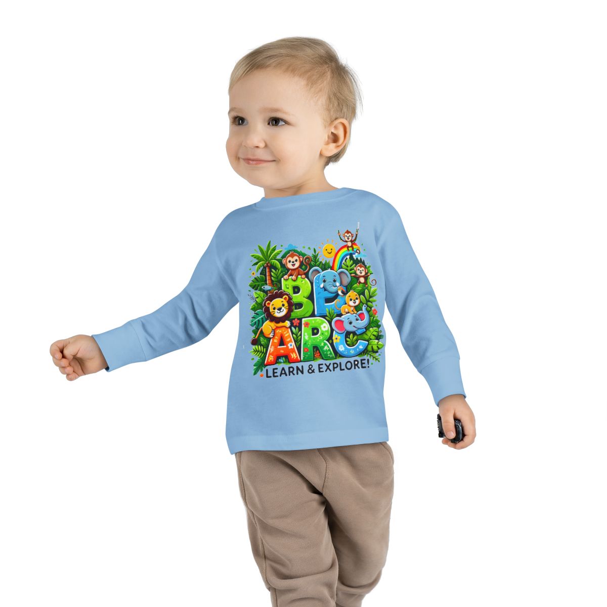 Toddler Long Sleeve T-shirt  Learn and Explore  Soft, Durable & Gentle