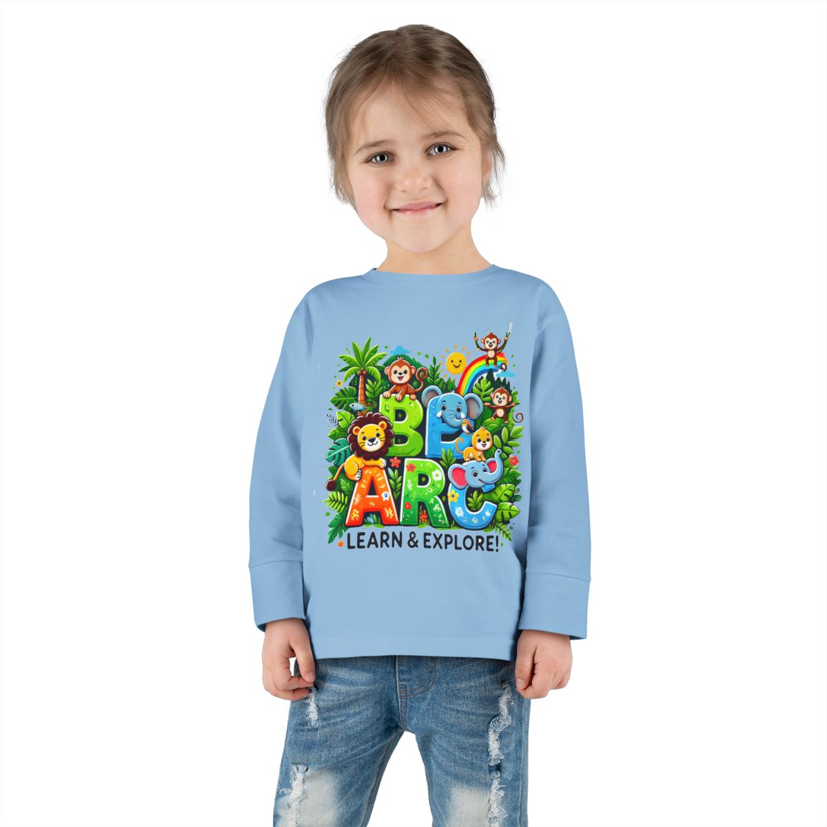 Toddler Long Sleeve T-shirt  Learn and Explore  Soft, Durable & Gentle