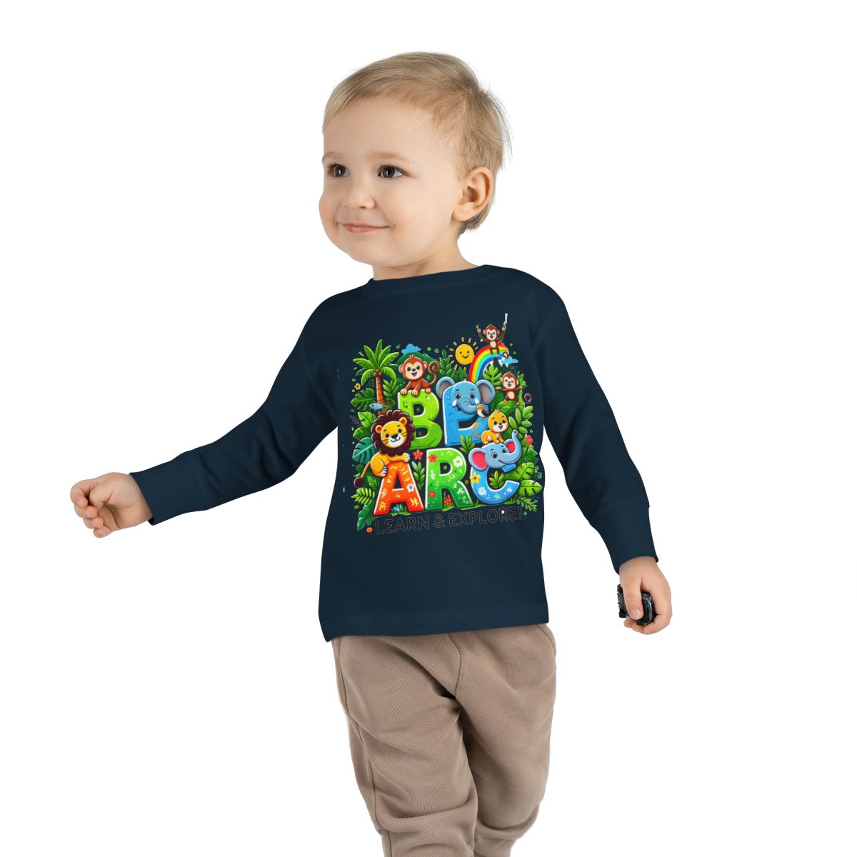 Toddler Long Sleeve T-shirt  Learn and Explore  Soft, Durable & Gentle