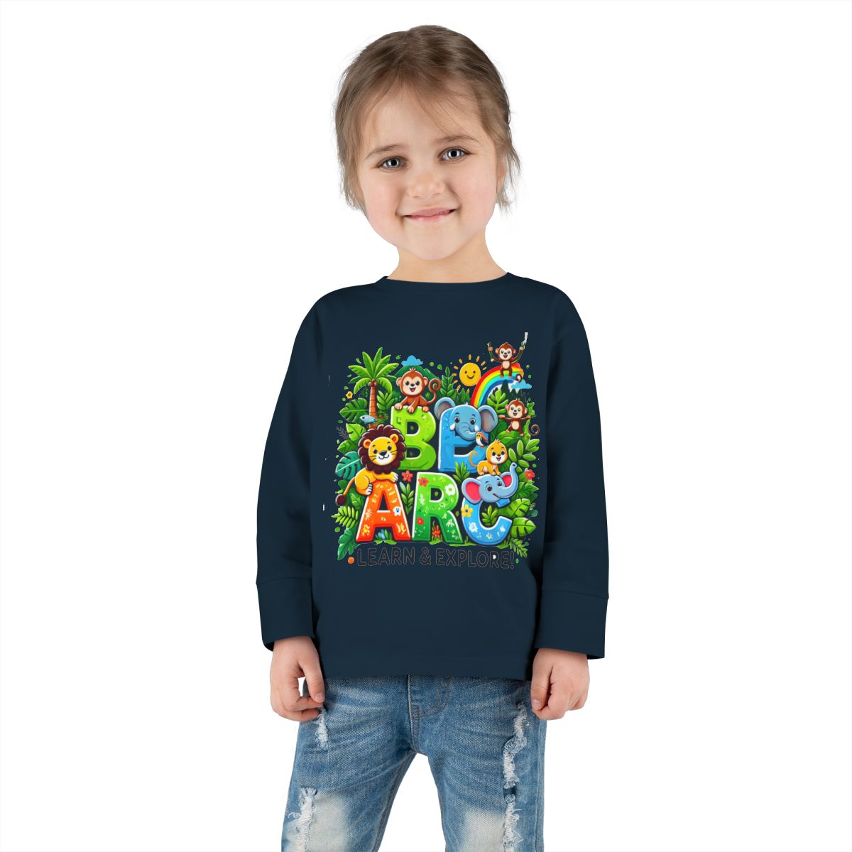 Toddler Long Sleeve T-shirt  Learn and Explore  Soft, Durable & Gentle